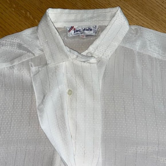 Vintage JAC DALE IVORY BLOUSE with SILVER THREAD Dressy Long Sleeve, Button-Down - Picture 14 of 16